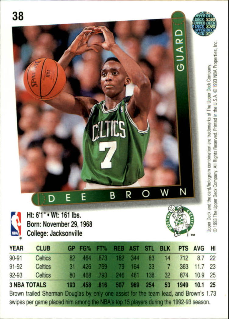 1993-94 Upper Deck #38 Dee Brown back image