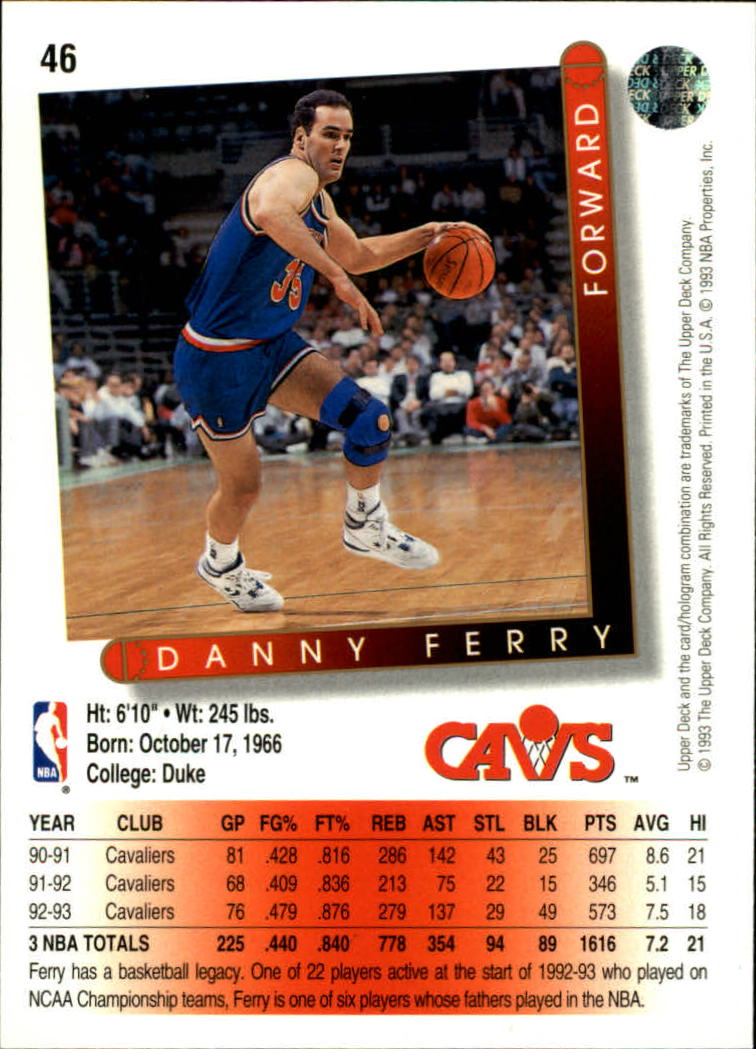 1993-94 Upper Deck #46 Danny Ferry back image