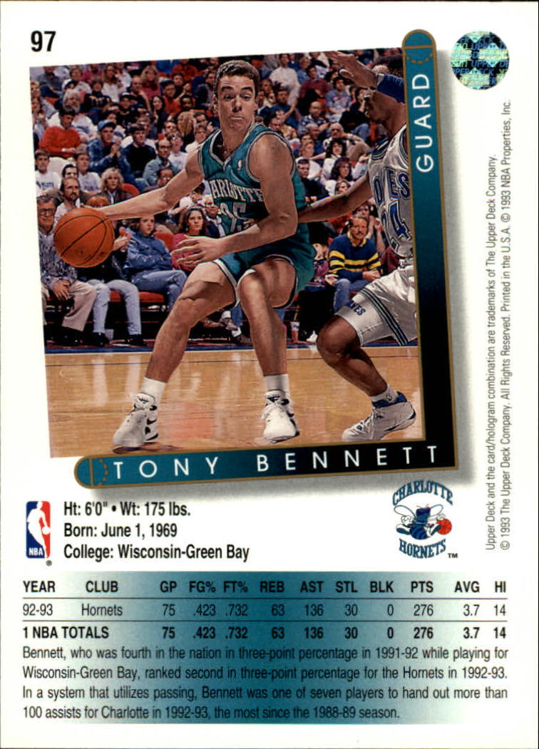 1993-94 Upper Deck #97 Tony Bennett back image
