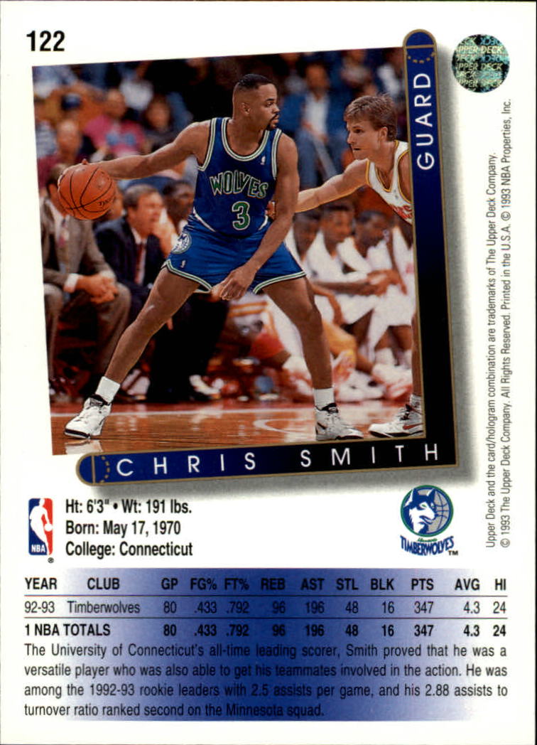 1993-94 Upper Deck #122 Chris Smith back image