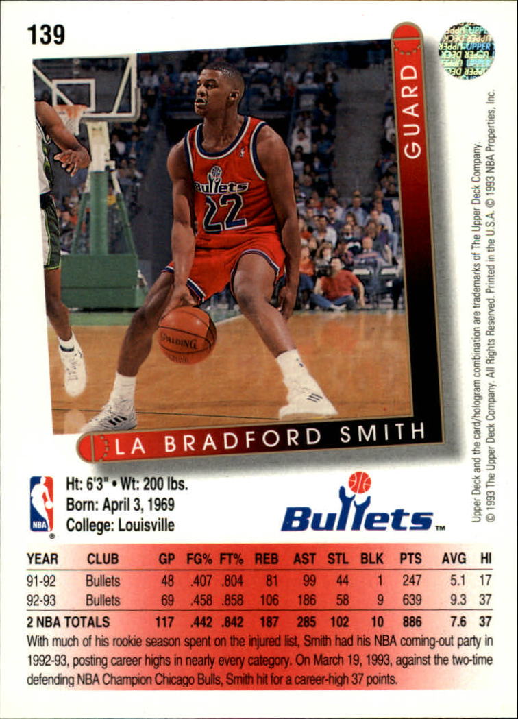1993-94 Upper Deck #139 LaBradford Smith back image