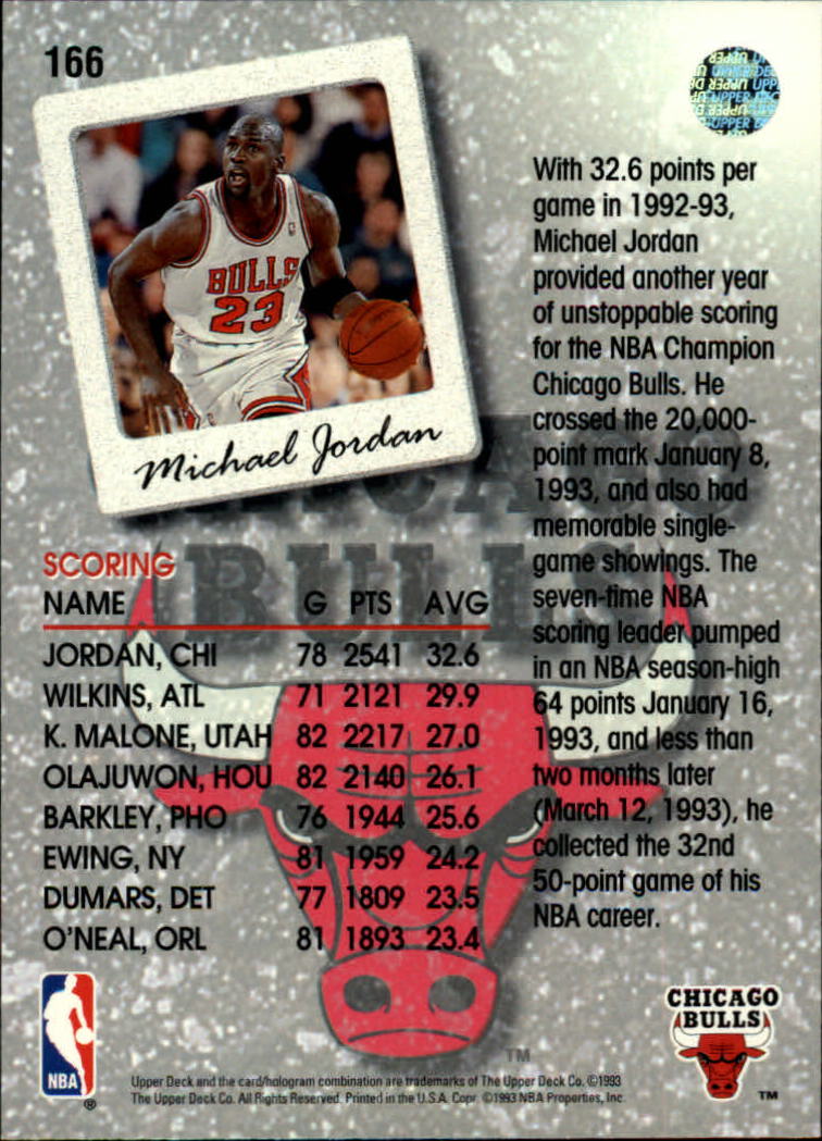 1993-94 Upper Deck #166 Michael Jordan SL back image