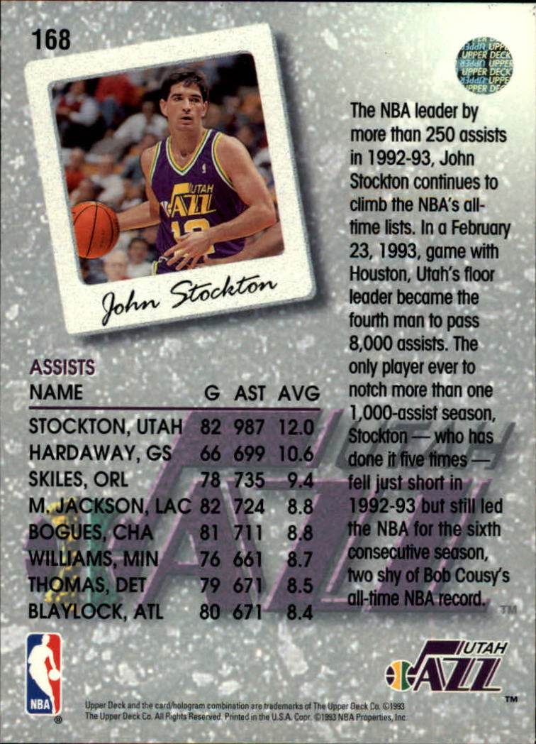 1993-94 Upper Deck #168 John Stockton SL back image