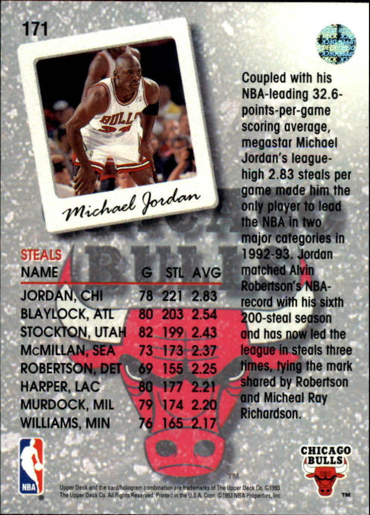 1993-94 Upper Deck #171 Michael Jordan SL back image