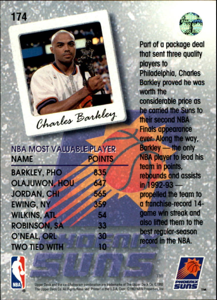 1993-94 Upper Deck #174 Charles Barkley SL back image
