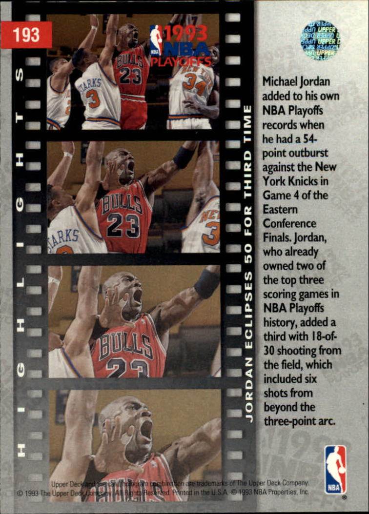 1993-94 Upper Deck #193 Michael Jordan PO back image