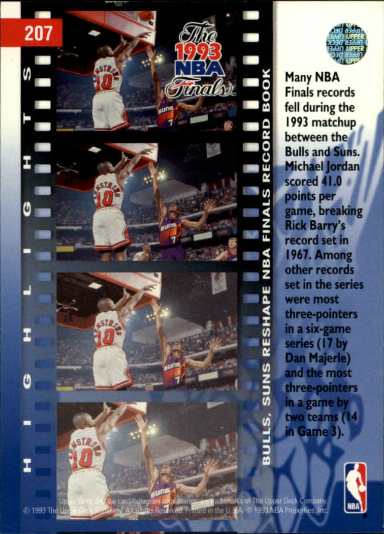 1993-94 Upper Deck #207 B.J. Armstrong FIN back image