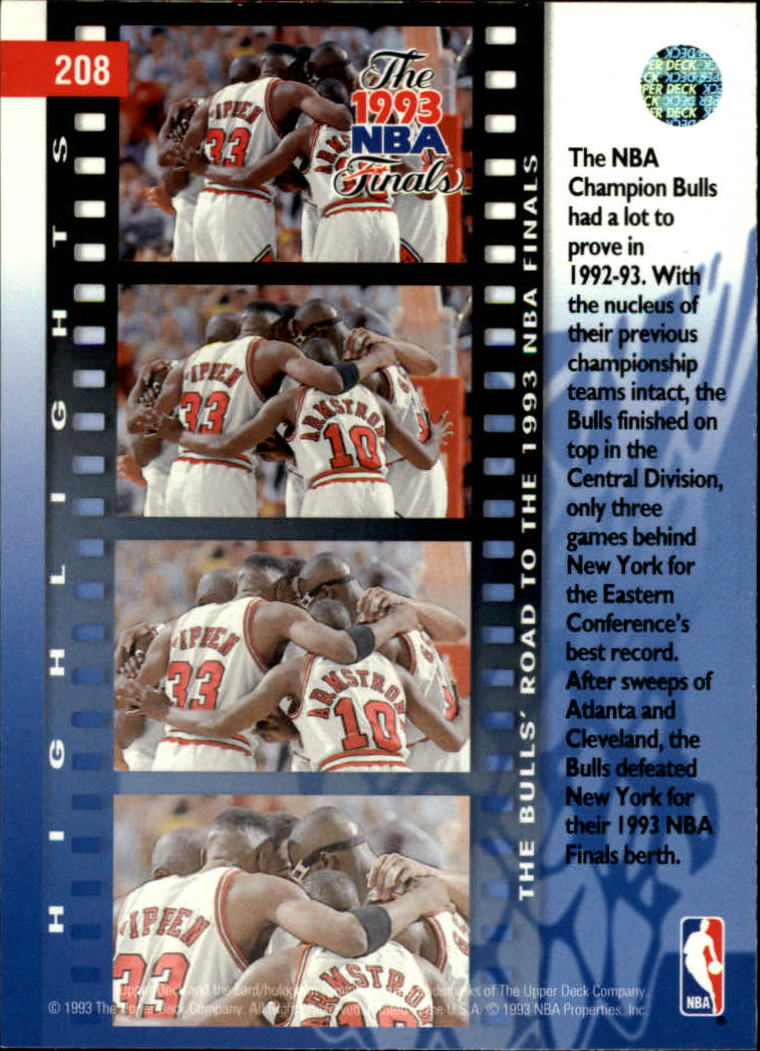 1993-94 Upper Deck #208 1992-93 Bulls FIN back image