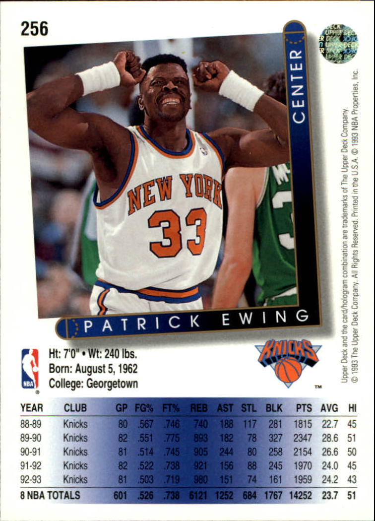 1993-94 Upper Deck #256 Patrick Ewing back image