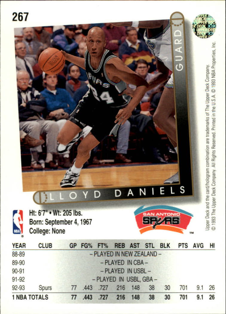 1993-94 Upper Deck #267 Lloyd Daniels back image