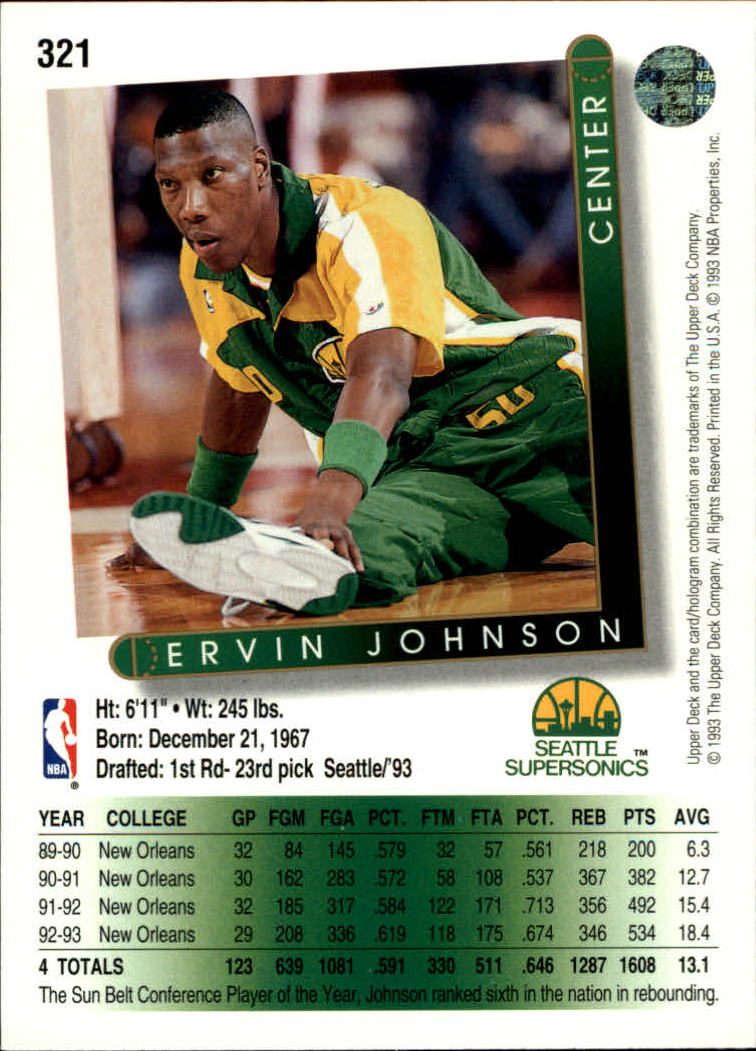 1993-94 Upper Deck #321 Ervin Johnson RC back image