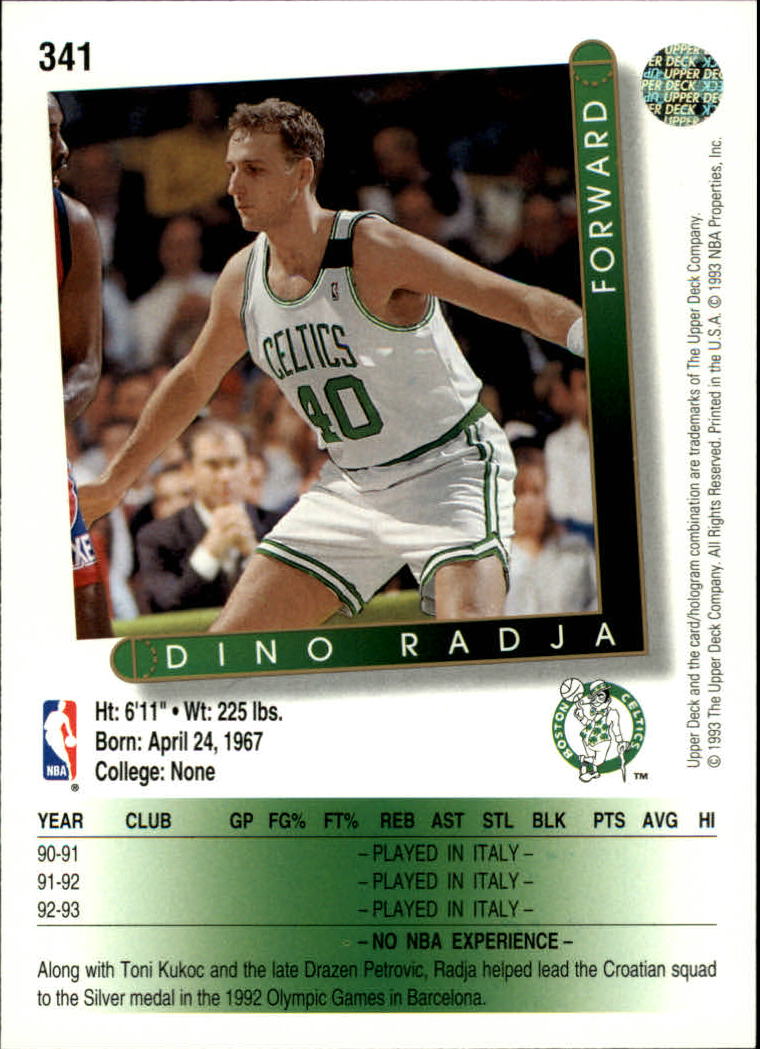 1993-94 Upper Deck #341 Dino Radja back image