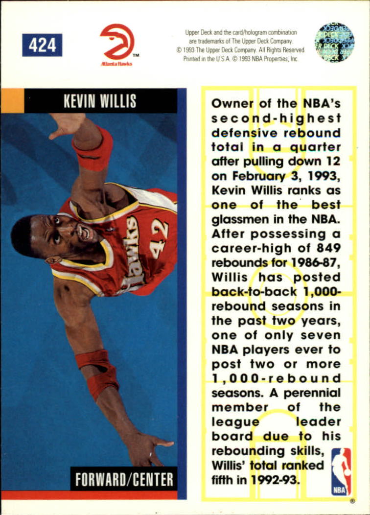 1993-94 Upper Deck #424 Kevin Willis EB back image