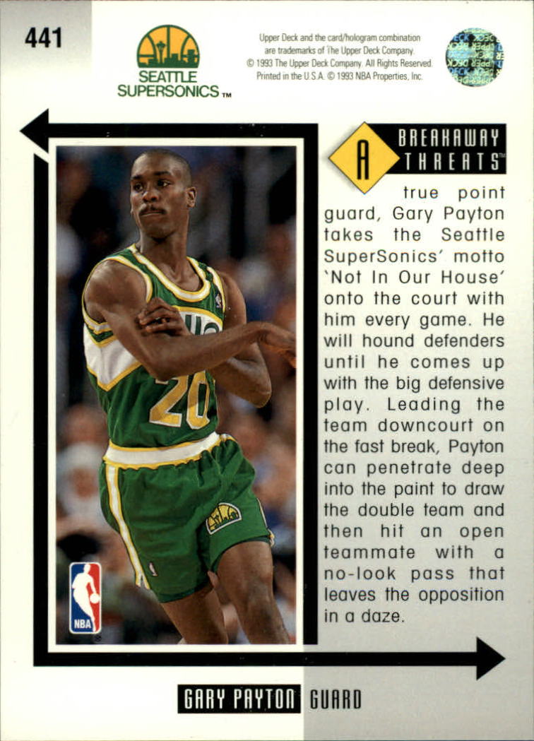 1993-94 Upper Deck #441 Gary Payton BT back image