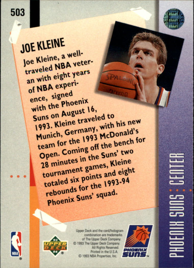 1993-94 Upper Deck #503 Joe Kleine MO back image