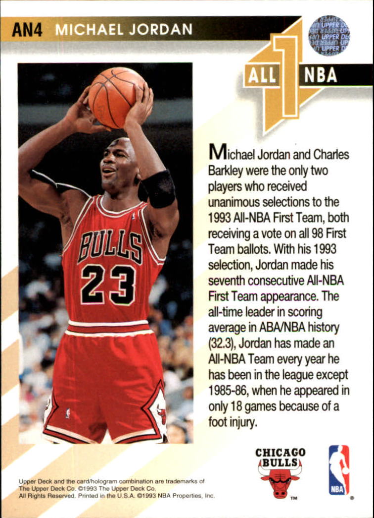1993-94 Upper Deck All-NBA #AN4 Michael Jordan back image