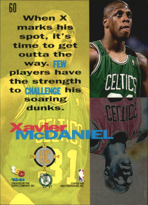 1993-94 Stadium Club #60 Xavier McDaniel HC back image