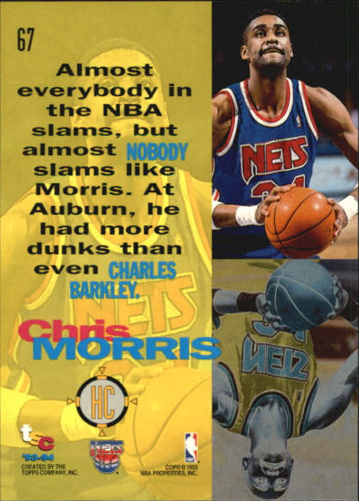 1993-94 Stadium Club #67 Chris Morris HC back image