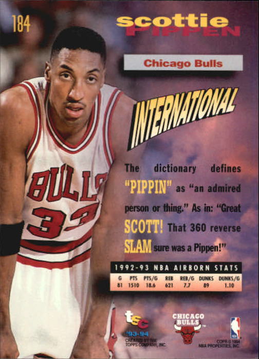 1993-94 Stadium Club Chicago Bulls Basketball Card #184 Scottie 