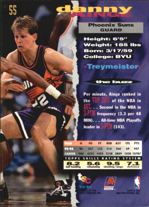 1993-94 Stadium Club First Day Issue #55 Danny Ainge back image