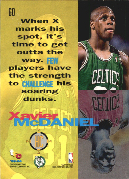 1993-94 Stadium Club First Day Issue #60 Xavier McDaniel HC back image