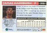 1993-94 Topps #312 Jamal Mashburn RC back image