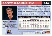 1993-94 Topps #346 Scott Haskin RC back image