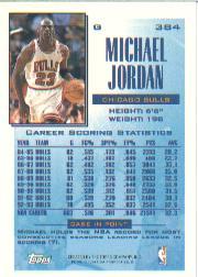 1993-94 Topps #384 Michael Jordan FSL back image