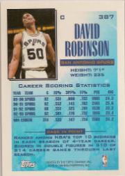 1993-94 Topps #387 David Robinson FSL back image