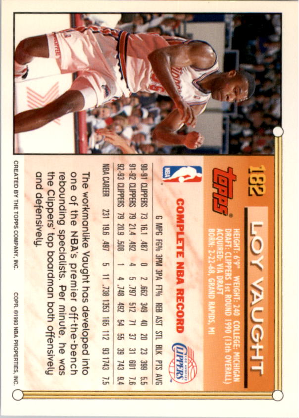 1993-94 Topps Gold #182 Loy Vaught back image