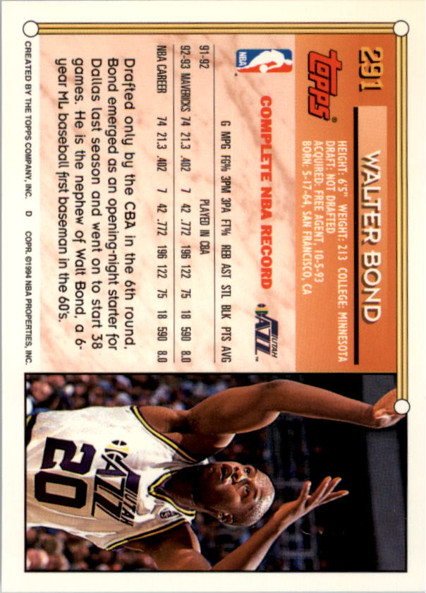 1993-94 Topps Gold Basketball Series Two (199-396) Singles - You Choose - Picture 180 of 366