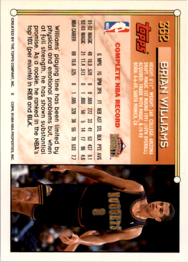 1993-94 Topps Gold Basketball Series Two (199-396) Singles - You Choose - Picture 307 of 366