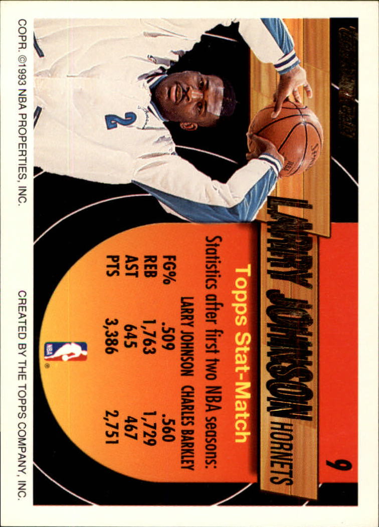 1993-94 Topps Black Gold #9 Larry Johnson back image