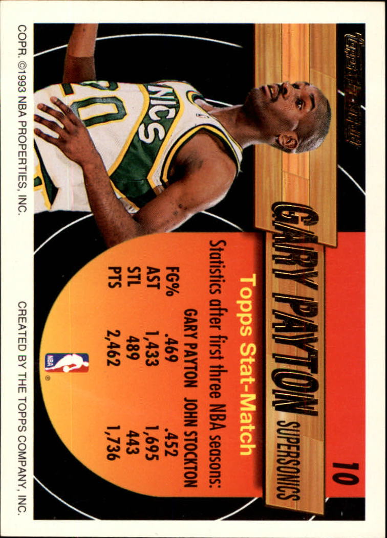 1993-94 Topps Black Gold #10 Gary Payton back image