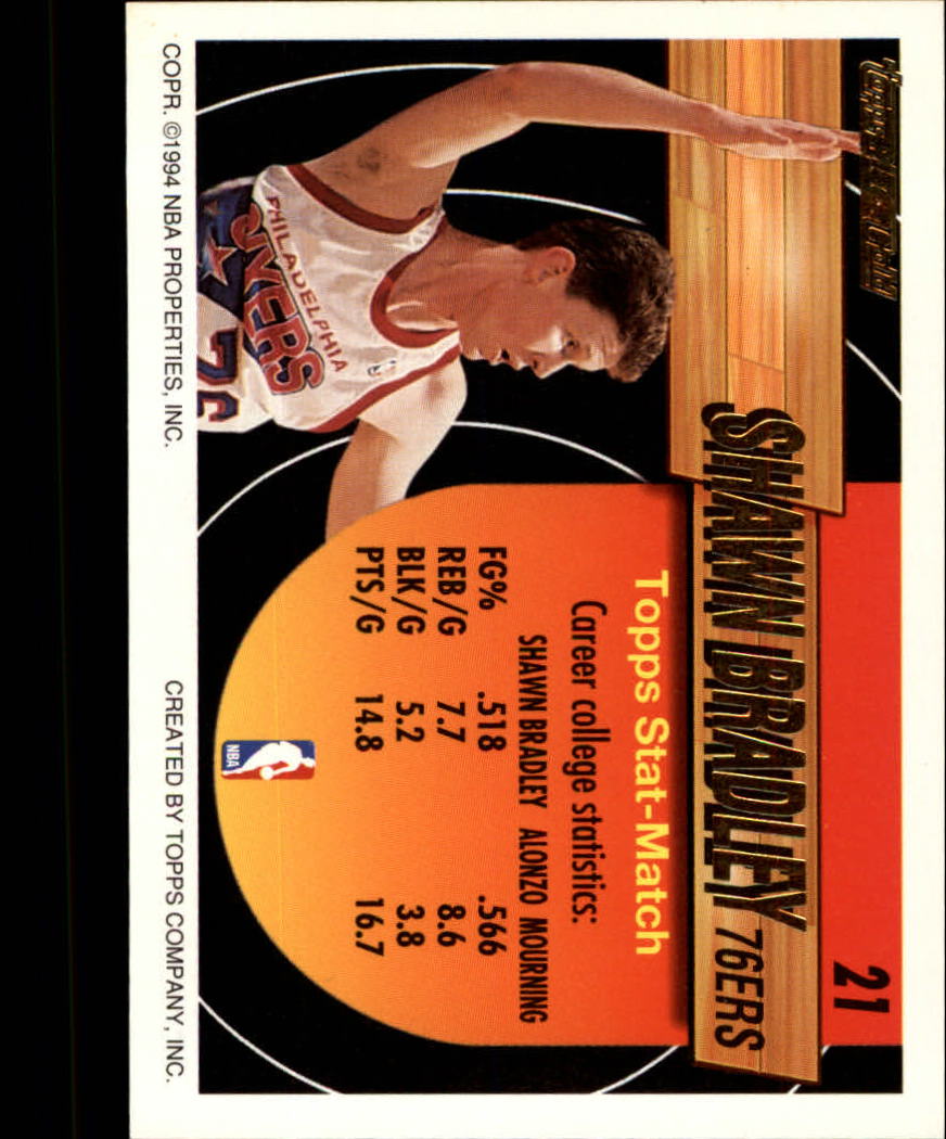 1993-94 Topps Black Gold #21 Shawn Bradley - NM-MT