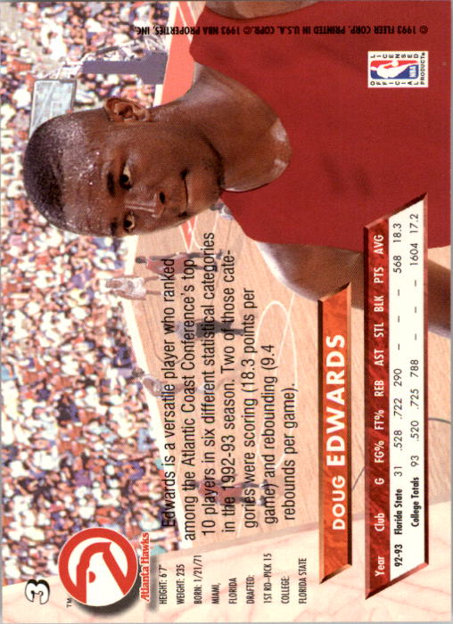 1993-94 Ultra #3 Doug Edwards RC back image
