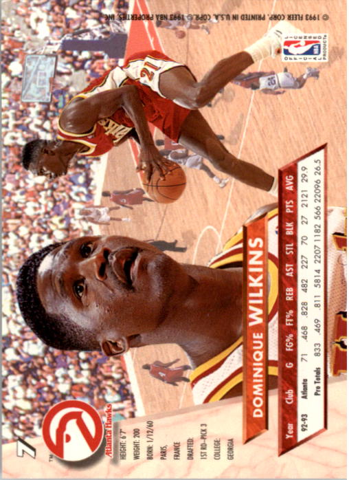 1993-94 Ultra #7 Dominique Wilkins back image