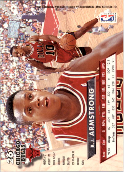 1993-94 Ultra #26 B.J. Armstrong back image
