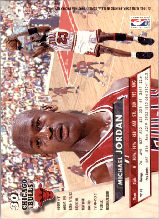 1993-94 Ultra #30 Michael Jordan back image