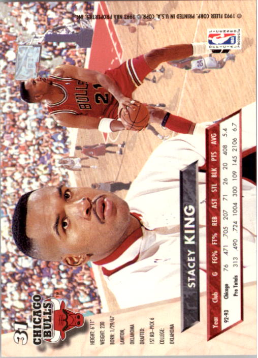 1993-94 Ultra #31 Stacey King back image
