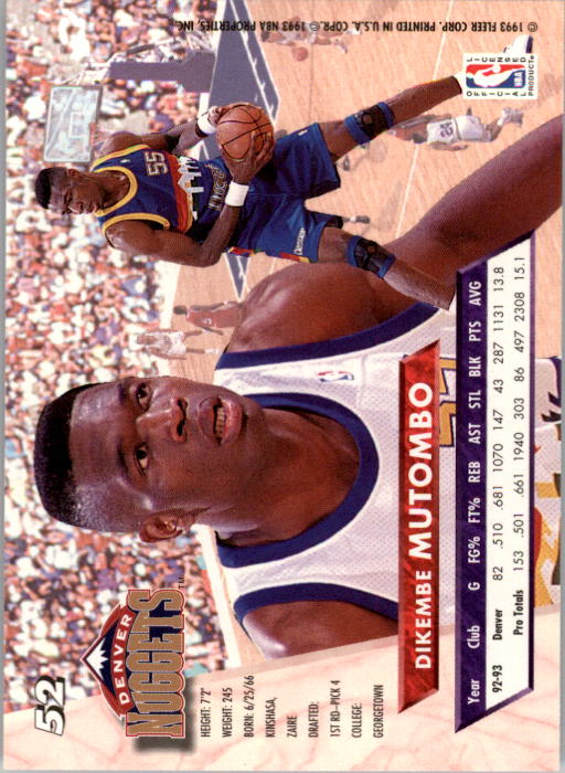 1993-94 Ultra #52 Dikembe Mutombo back image