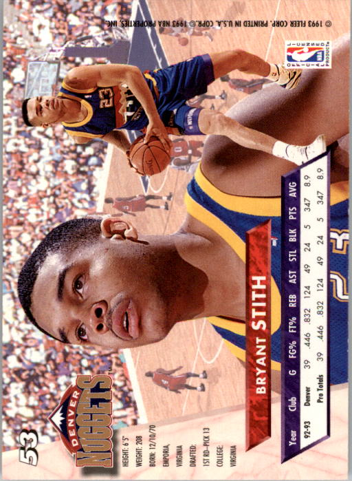1993-94 Ultra #53 Bryant Stith back image