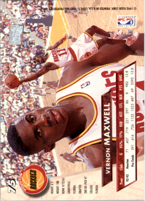 1993-94 Ultra #75 Vernon Maxwell back image