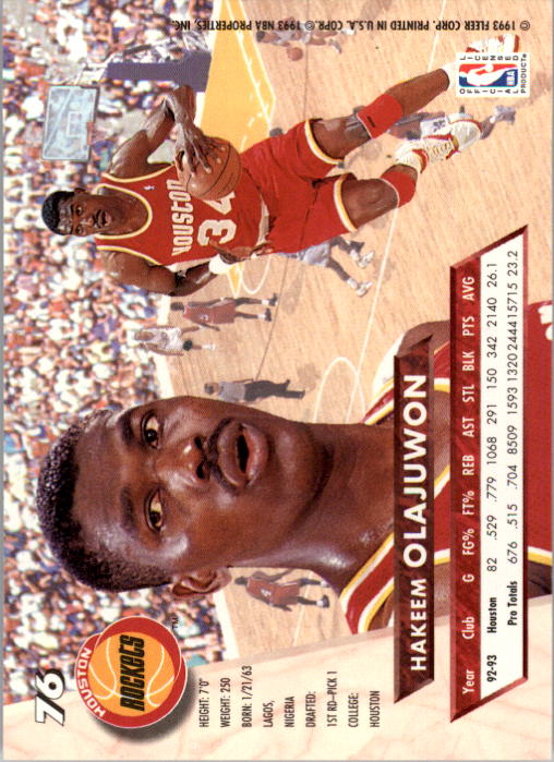1993-94 Ultra #76 Hakeem Olajuwon back image