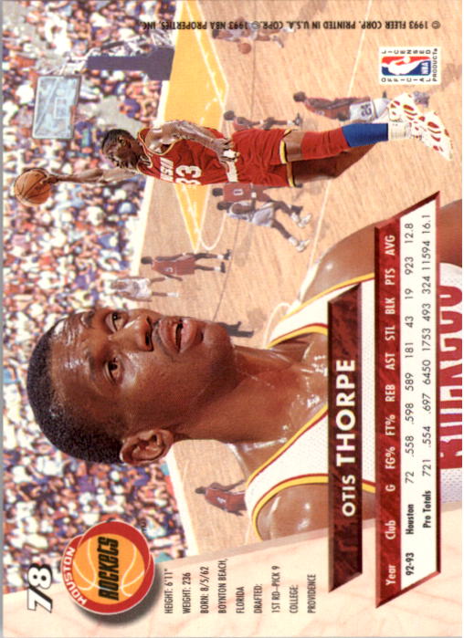 1993-94 Ultra #78 Otis Thorpe back image