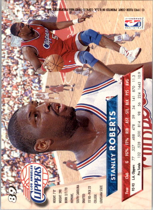 1993-94 Ultra #89 Stanley Roberts back image