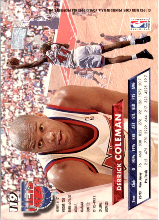 1993-94 Ultra #119 Derrick Coleman back image