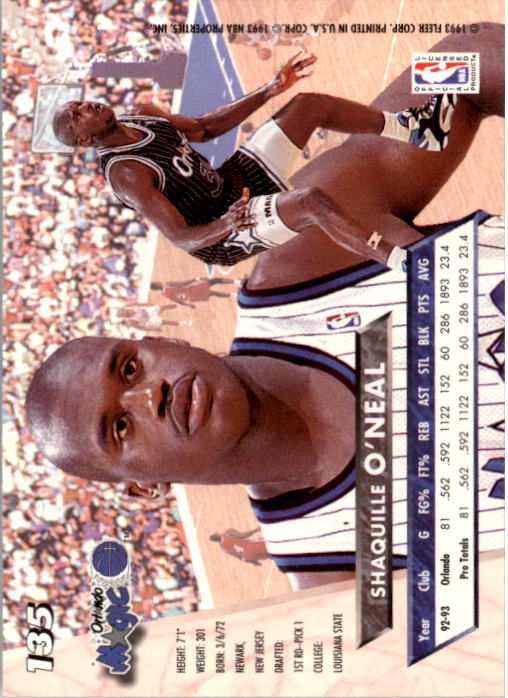 1993-94 Ultra #135 Shaquille O'Neal back image