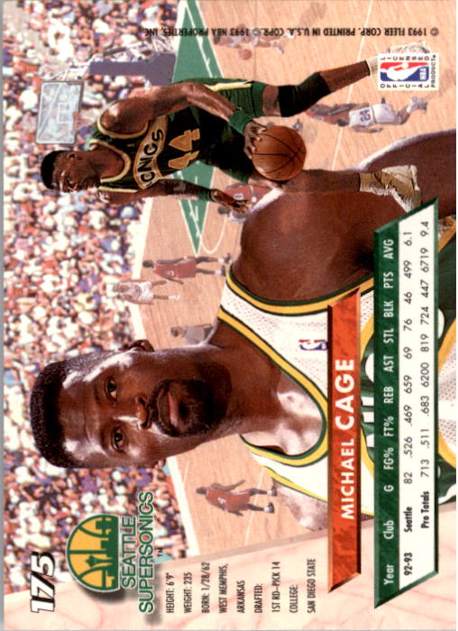 1993-94 Ultra #175 Michael Cage back image