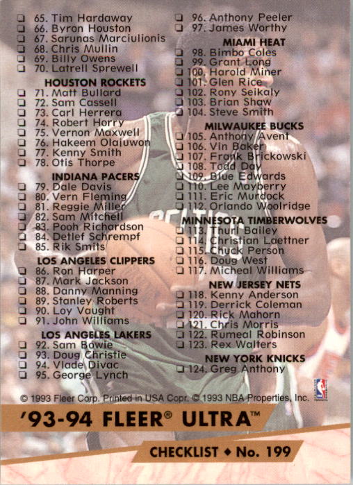 B5323- 1993-94 Ultra Basketball #s 1-250 +Rookies -You Pick- 15+ FREE US SHIP - Picture 397 of 499